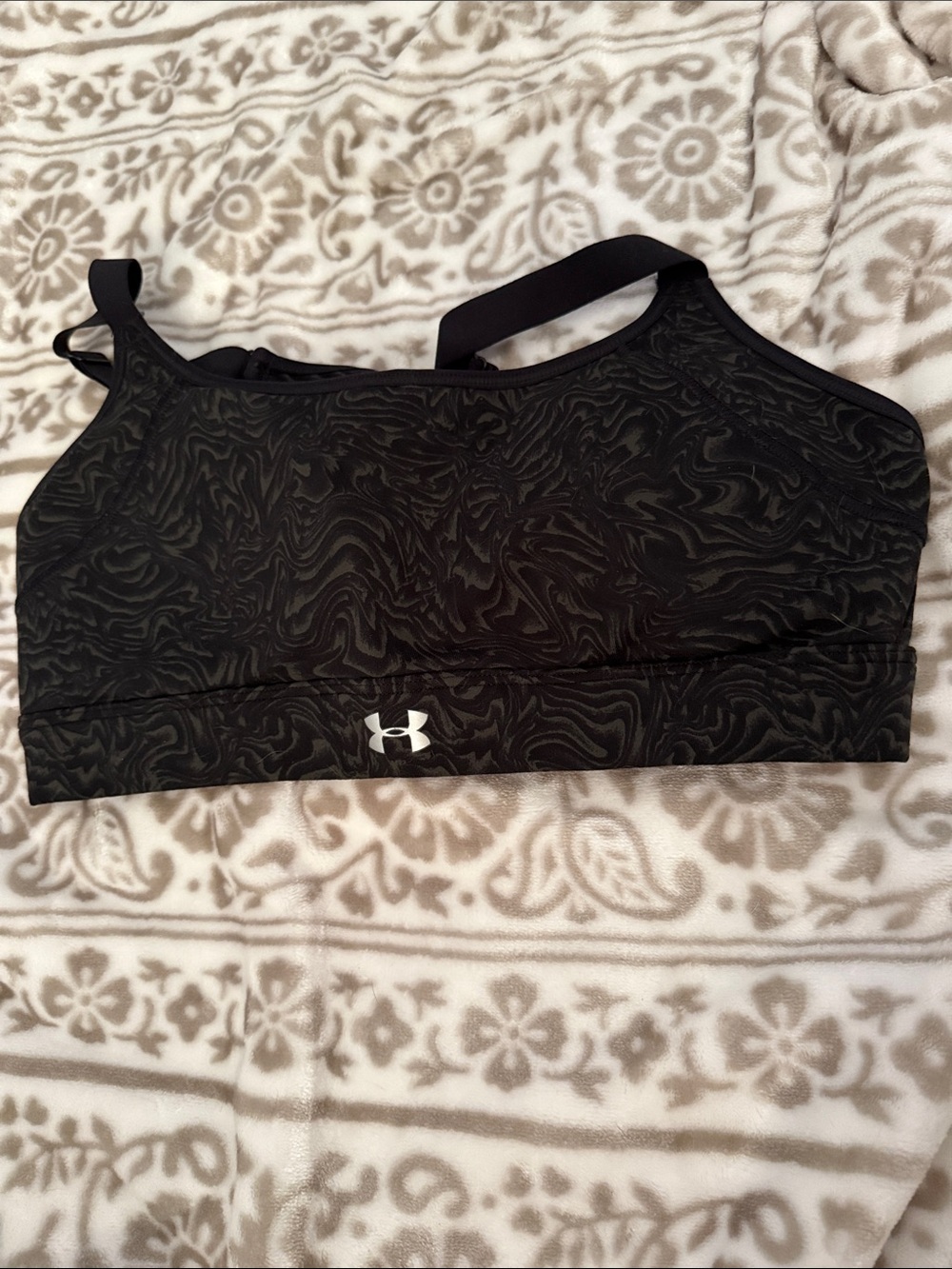 Under Armour Black Swirl-Print Sports Bra